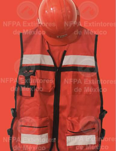 Casco Y Chaleco Brigadista Rojo Kit