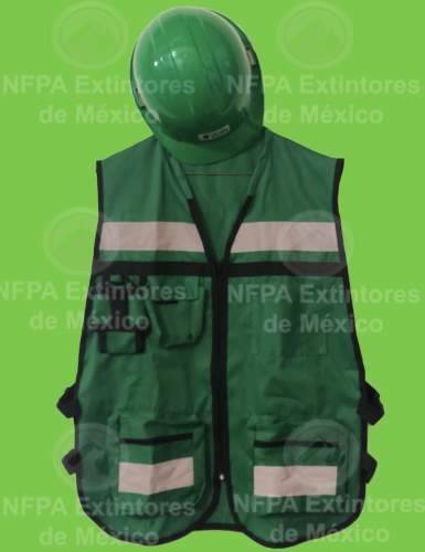 Casco Y Chaleco Brigadista Verde Kit