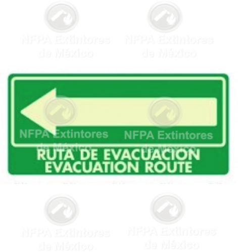 SEAL RUTA DE EVACUACION IZQ FOTO NF028F ESPAOL  INGLES ESTIRENO PROTECCION CIVIL